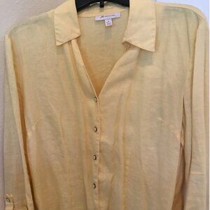 Women's JM Collection yellow linen blouse, sz 12